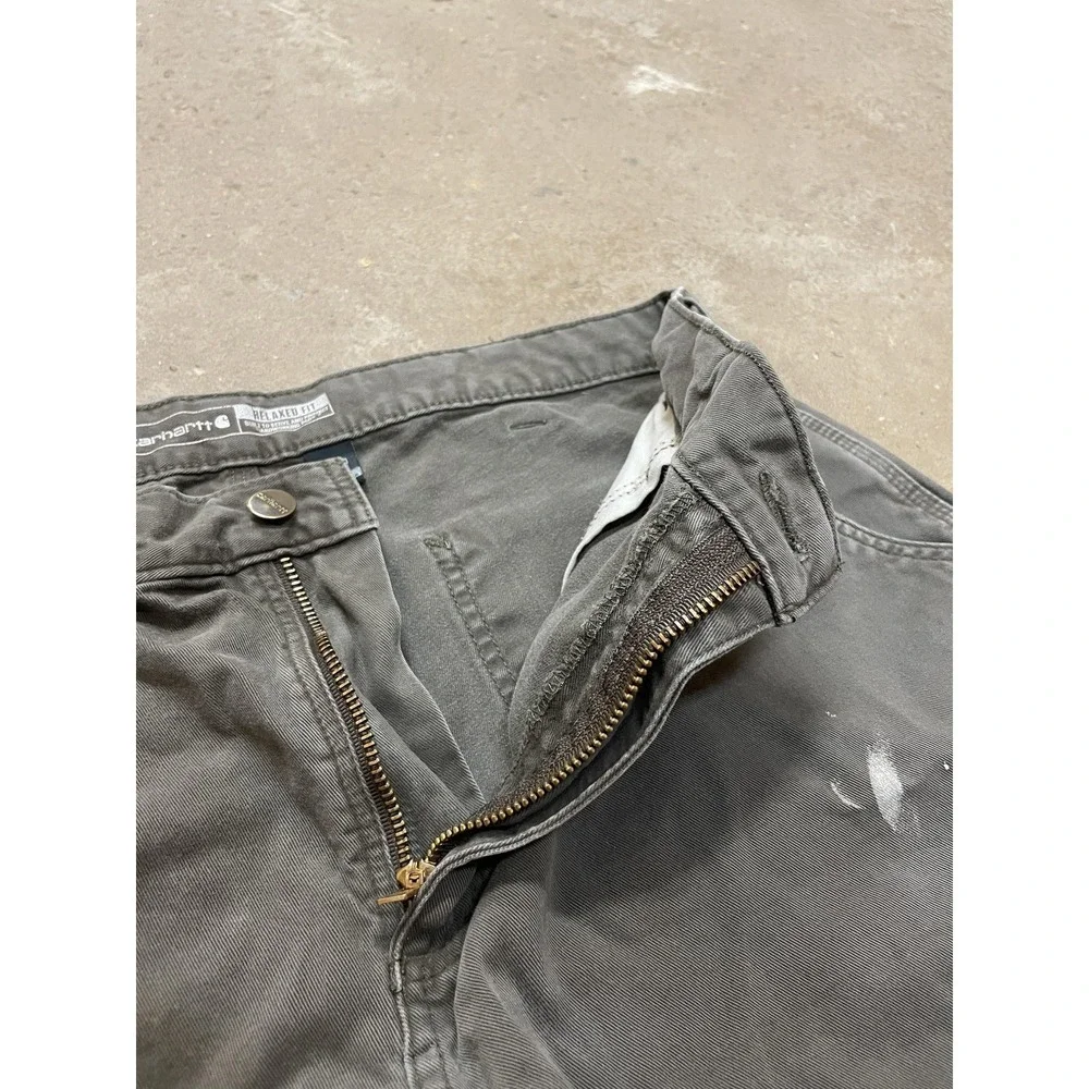 Carhartt Pants Mens 36x30 Gray Relaxed Fit Canvas Carpenter Work B324-DFE‎